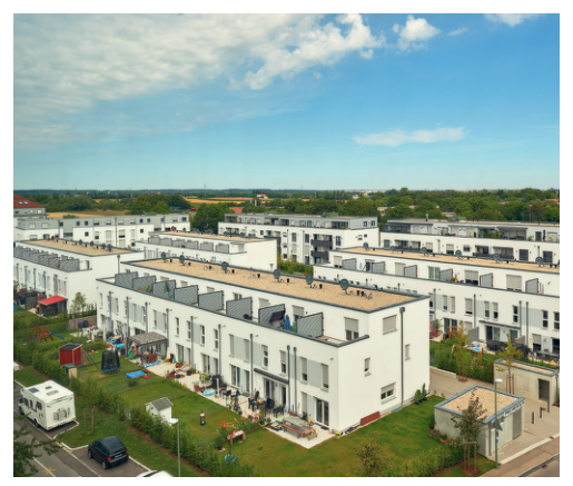 Optimierte Gebäudeausrichtung und Belichtung bei einer Quartiersentwicklung