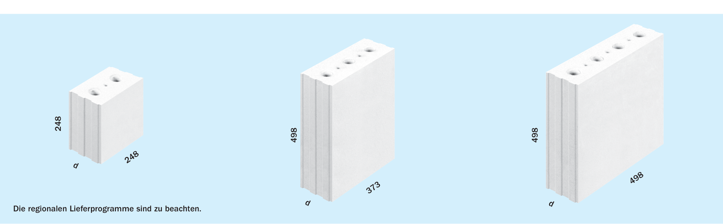 Beispiele von KS-Produkten mit durchgehenden Installationskanälen (KS-E-Steine)